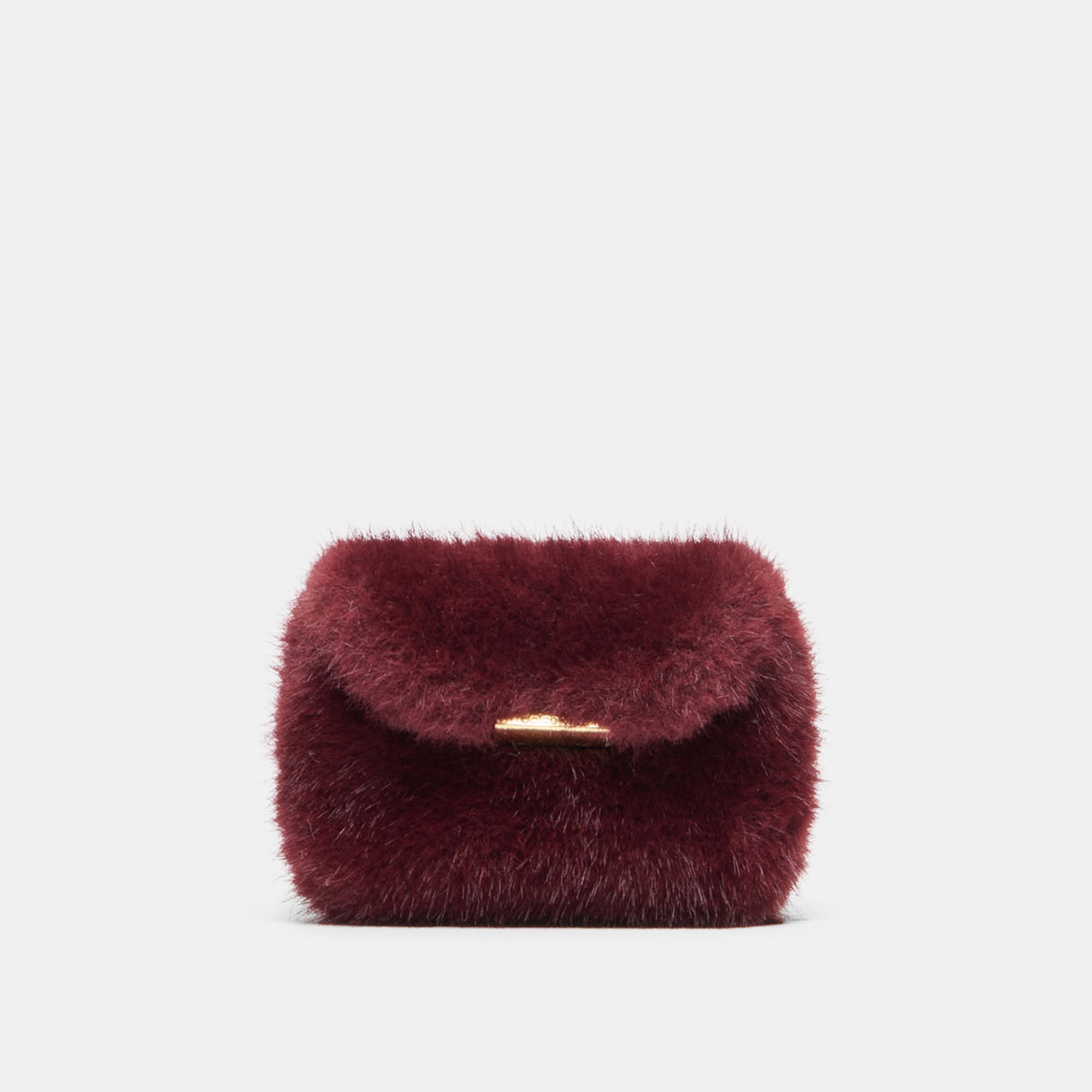 BRINDI CROSSBODY WALLET BURGUNDY FAUX FUR - view 2