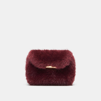 BRINDI CROSSBODY WALLET BURGUNDY FAUX FUR
