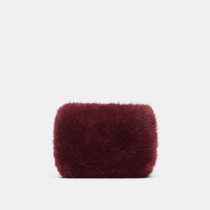 BRINDI CROSSBODY WALLET BURGUNDY FAUX FUR