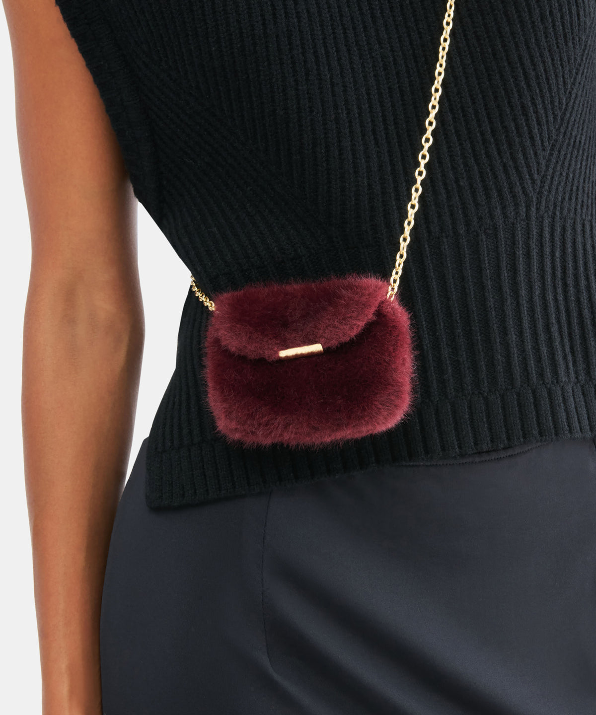 BRINDI CROSSBODY WALLET BURGUNDY FAUX FUR - view 2