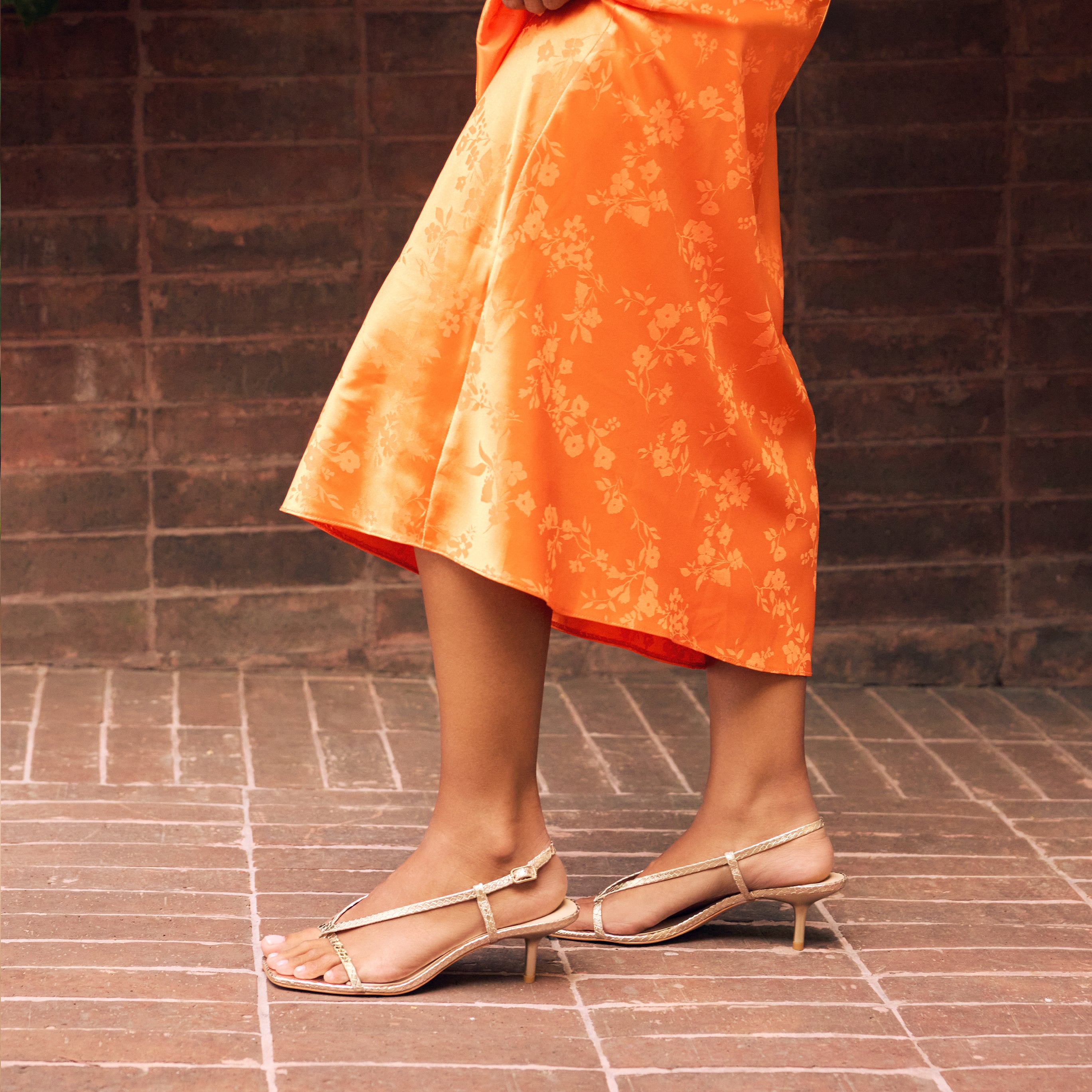 LAURY HEELS CHAMPAGNE EMBOSSED LEATHER