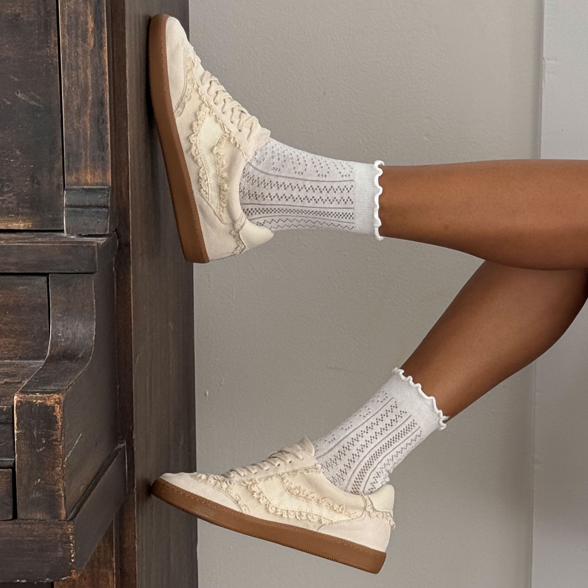 NOTICE LACE SNEAKERS IVORY SUEDE - view 6
