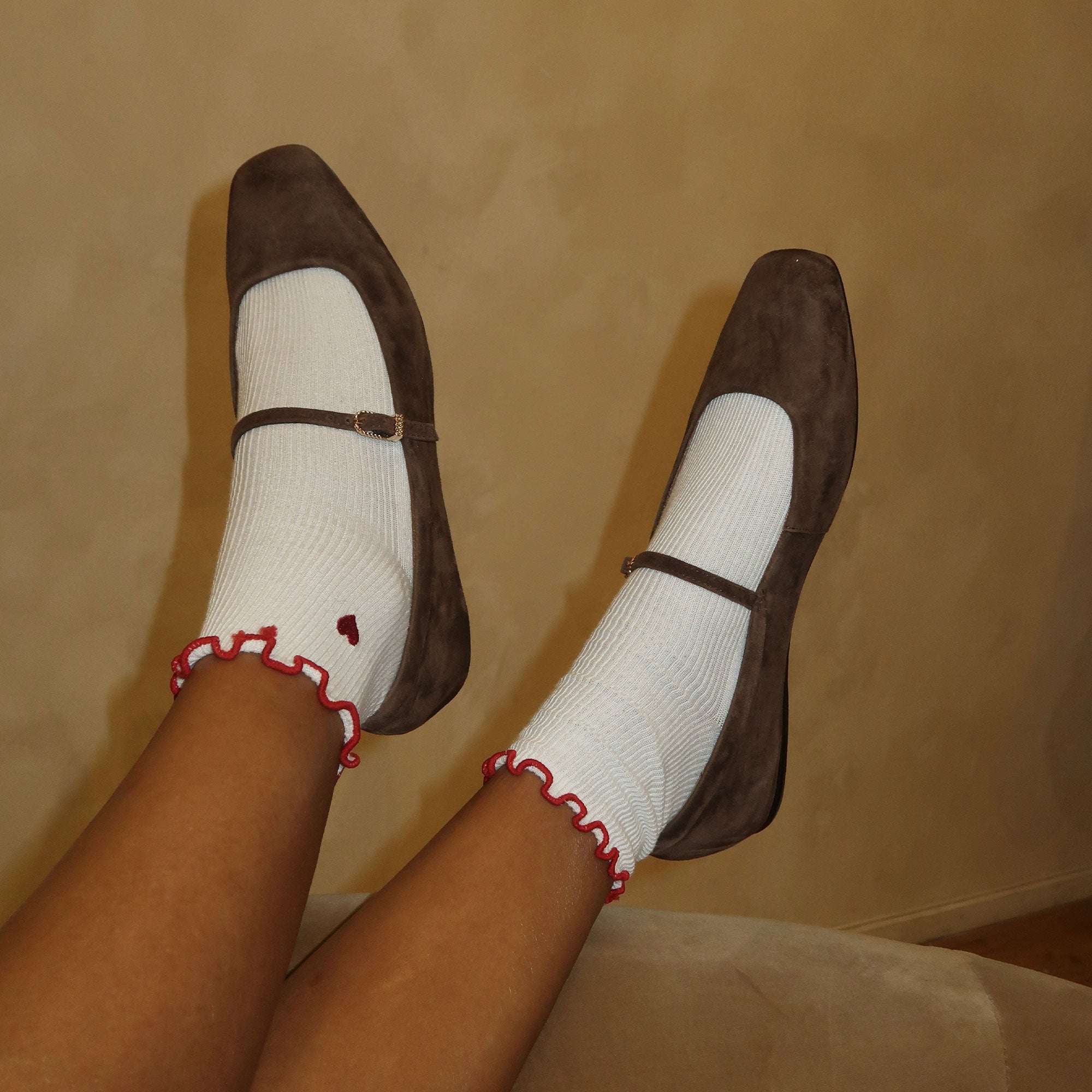 REYES BALLET FLATS DK BROWN SUEDE