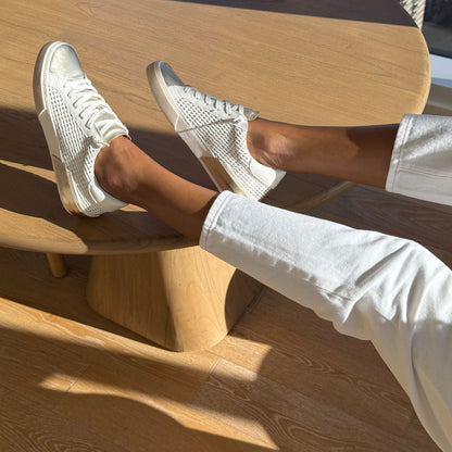 ZINA SNEAKERS BONE GOLD WOVEN
