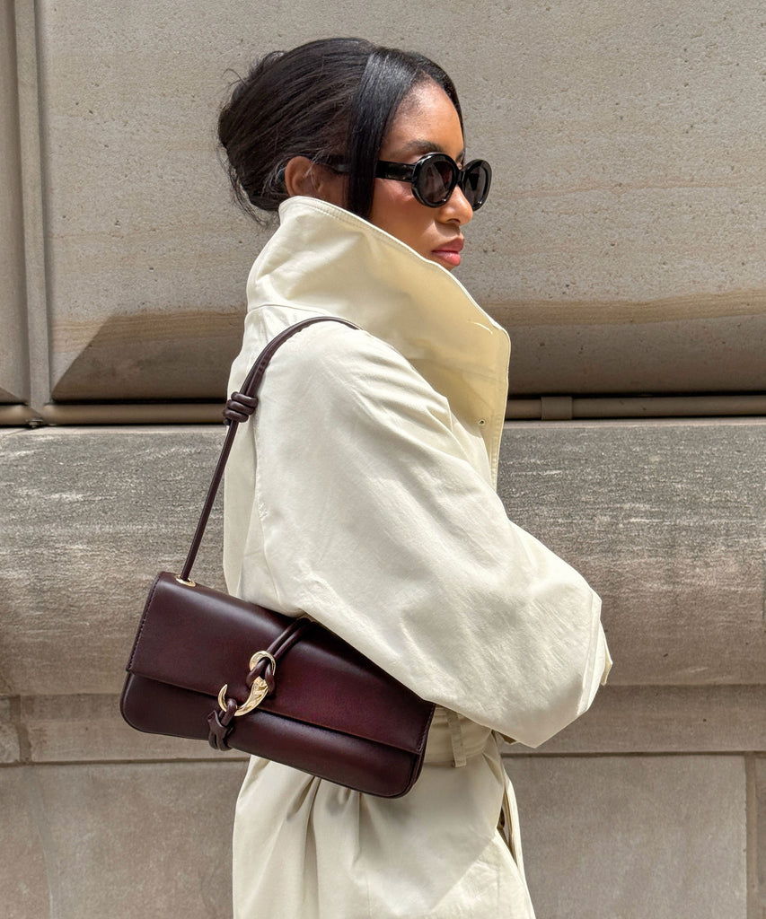 ALICE SHOULDER BAG BROWN CHERRY LEATHER