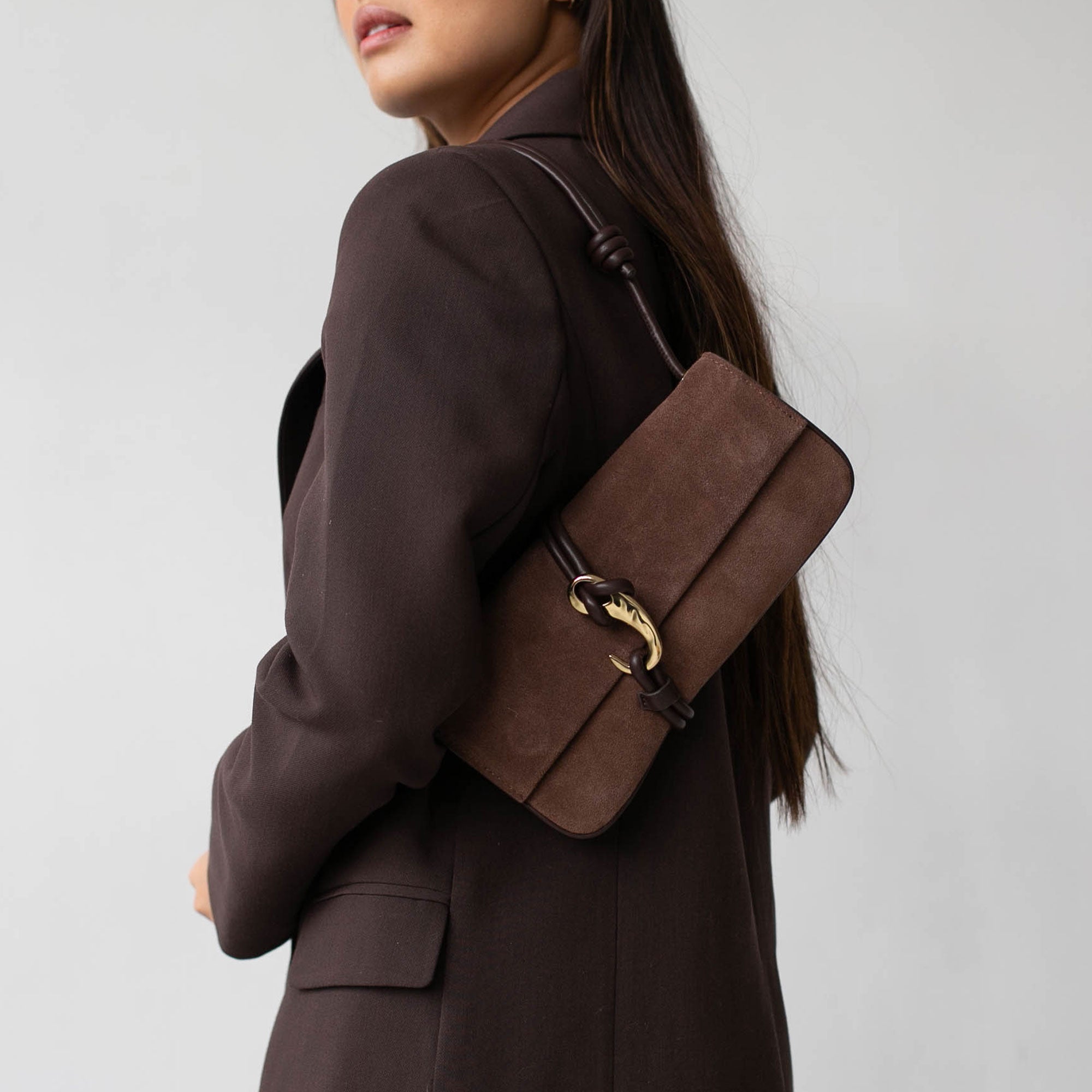 ALICE SHOULDER BAG CHOCOLATE SUEDE - view 4