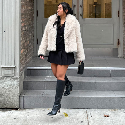 GYRA WIDE CALF BOOTS BLACK LEATHER