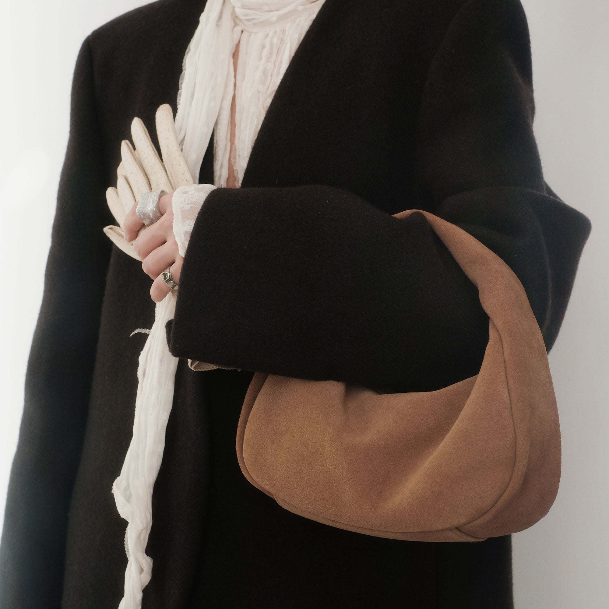 FRANKIE HANDBAG BROWN SUEDE - view 5