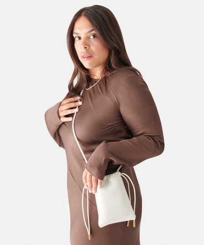 EVIE PHONE POUCH IVORY LEATHER