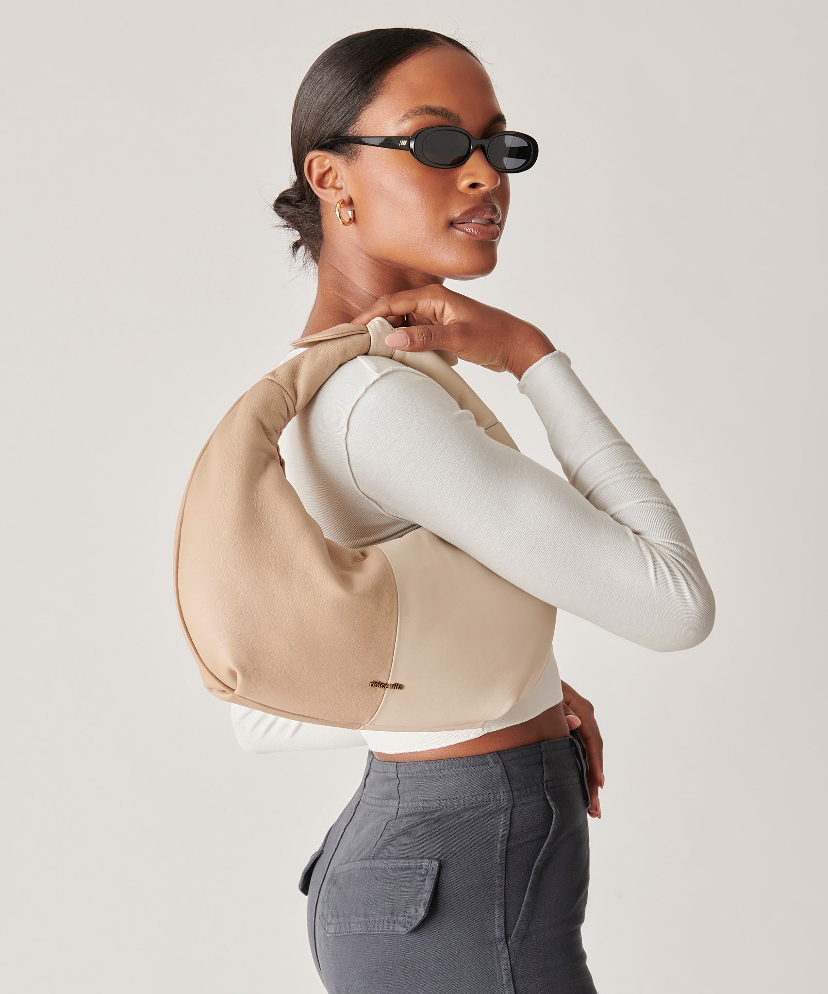 PATTI HANDBAG DUNE IVORY SOFT NAPPA LEATHER - view 2