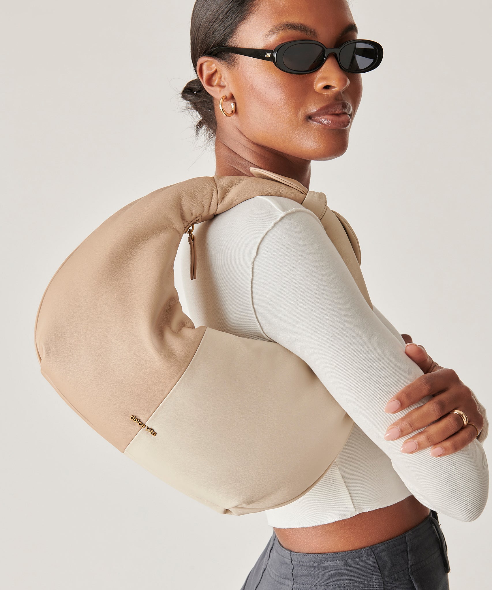PATTI HANDBAG DUNE IVORY SOFT NAPPA LEATHER - view 4