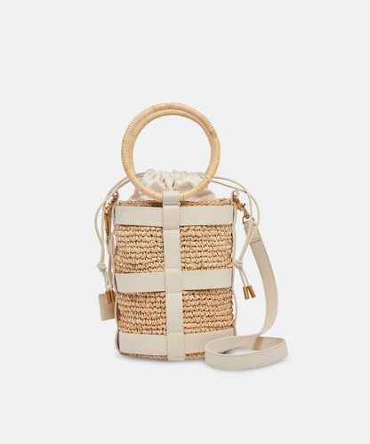 SHAENA BUCKET BAG IVORY NATURAL RAFFIA